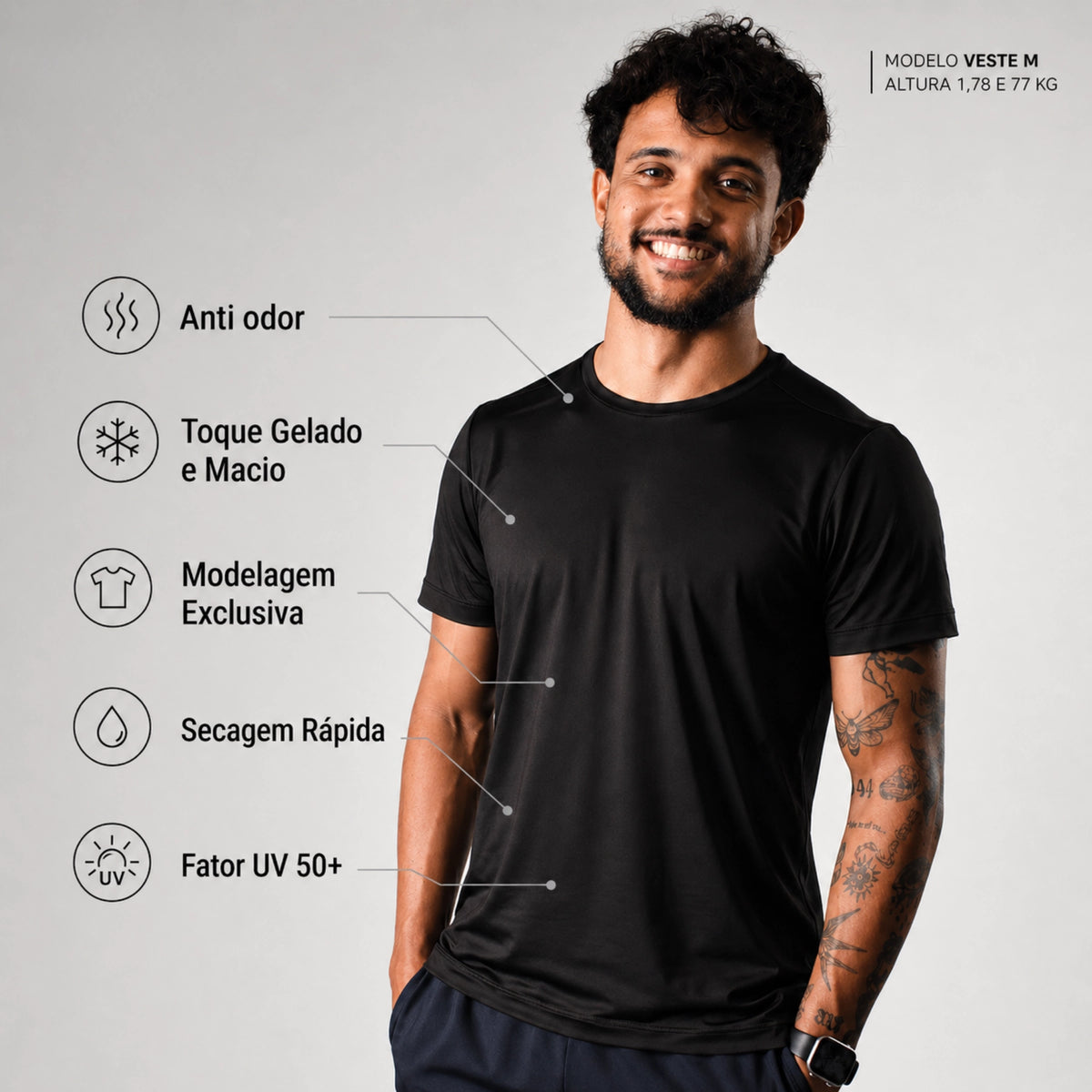Camiseta Masculina Basic - Preto